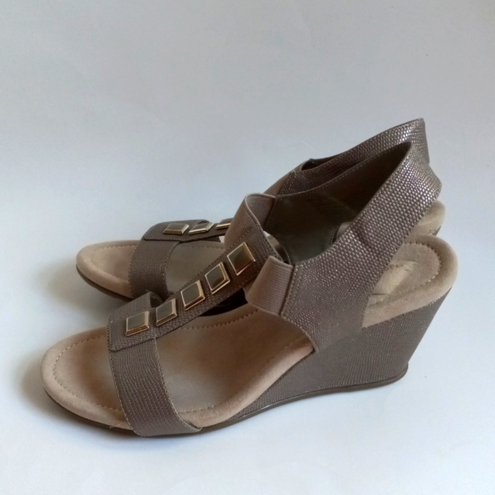 Memory Foam Taupe Metalic Sandals - image 2